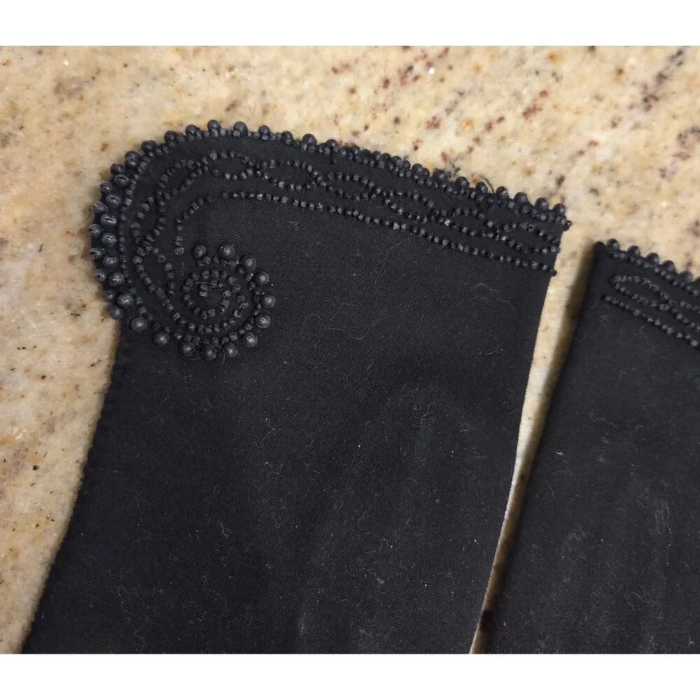 Vtg Womens Size XS S 6 Black Cotton Beaded Scroll Formal 8